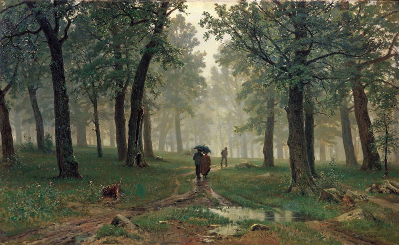 Pluie dans une forêt de chênes par Ivan Shishkin